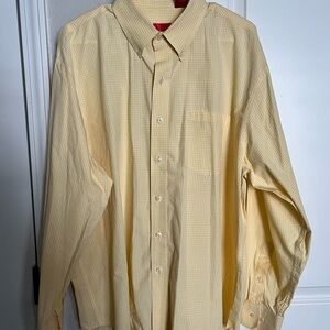 Izod Men's Yellow Plaid Dress Shirt